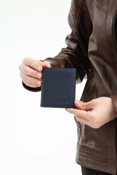  Tamer Tanca Erkek Hakiki Deri Lacivert Cüzdan Cuzdan