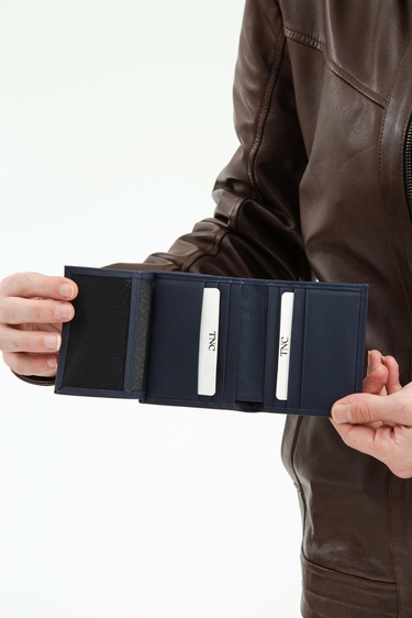  Tamer Tanca Erkek Hakiki Deri Lacivert Cüzdan Cuzdan