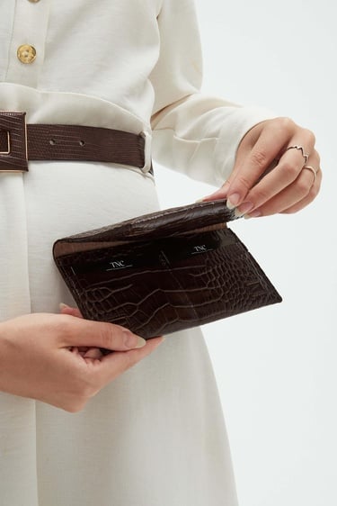 Tamer Tanca Erkek Hakiki Deri Kahverengi Kroko Cüzdan Cuzdan