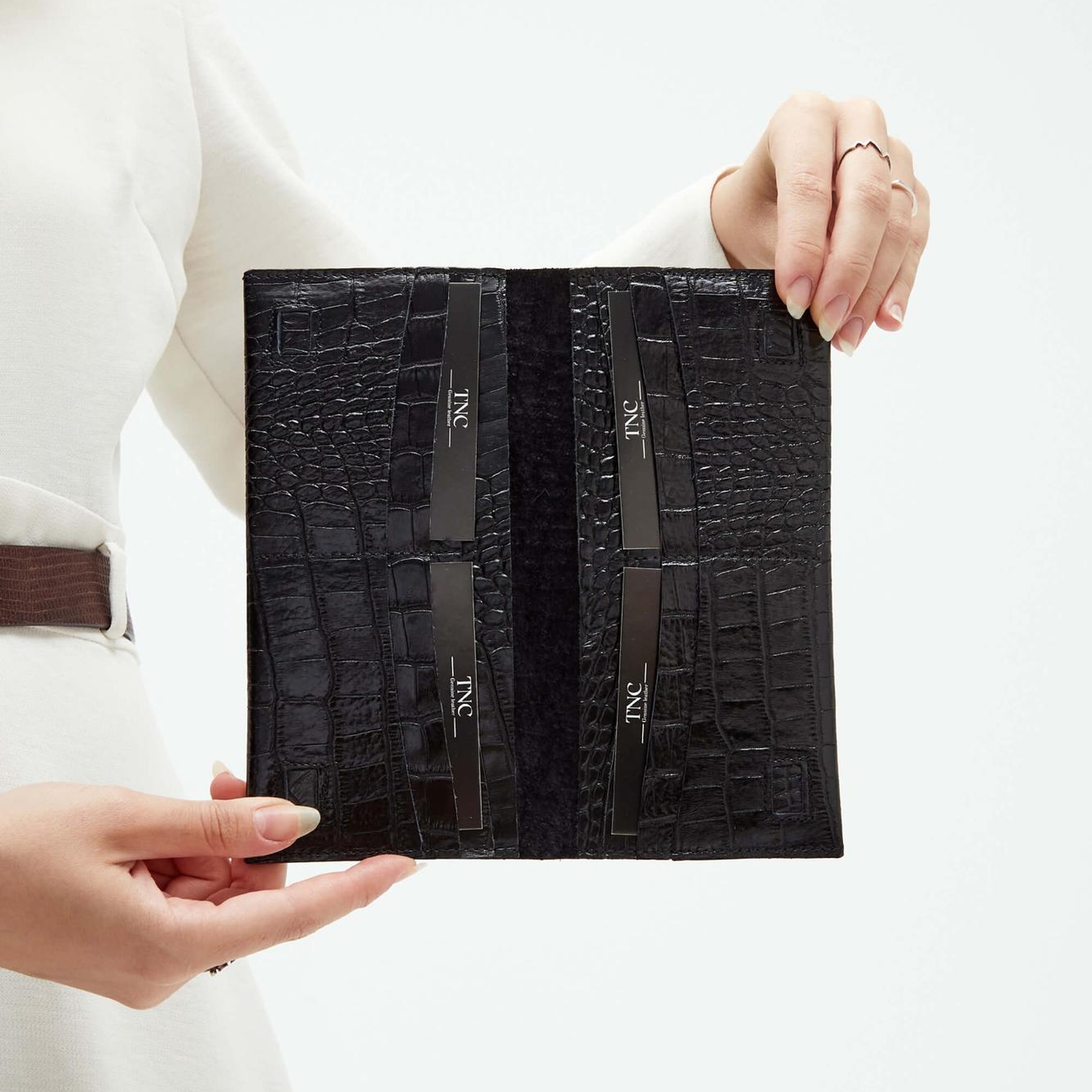 Tamer Tanca Erkek Hakiki Deri Siyah Kroko Cüzdan Cuzdan