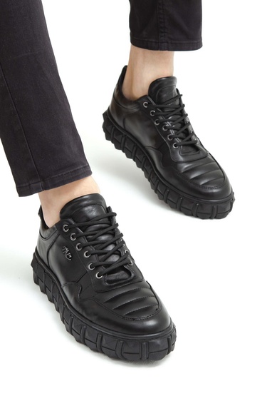  Tamer Tanca Erkek Hakiki Deri Siyah Sneakers & Spor Ayakkabı
