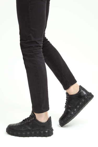  Tamer Tanca Erkek Hakiki Deri Siyah Sneakers & Spor Ayakkabı