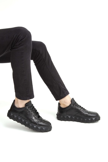  Tamer Tanca Erkek Hakiki Deri Siyah Sneakers & Spor Ayakkabı