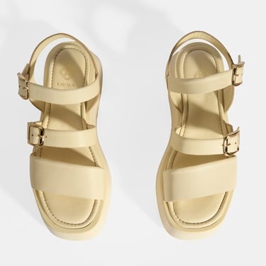  Kadın Krem Deri Sandalet