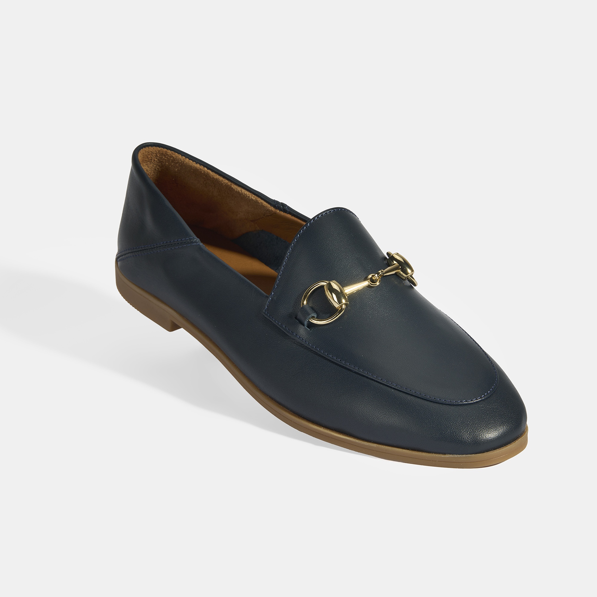 Lacivert Kadın Toka Aksesuarlı Deri Loafer