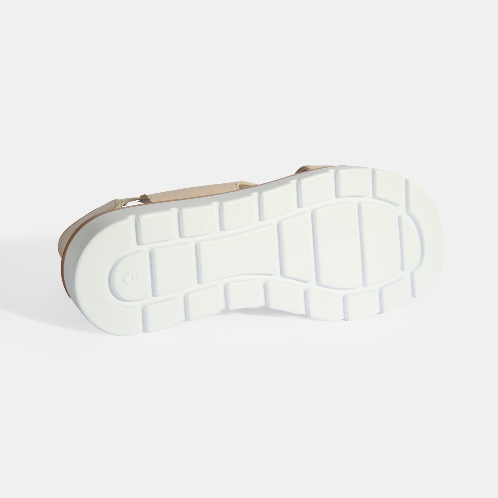 Krem Kadın Lastik Bantlı Deri Sandalet