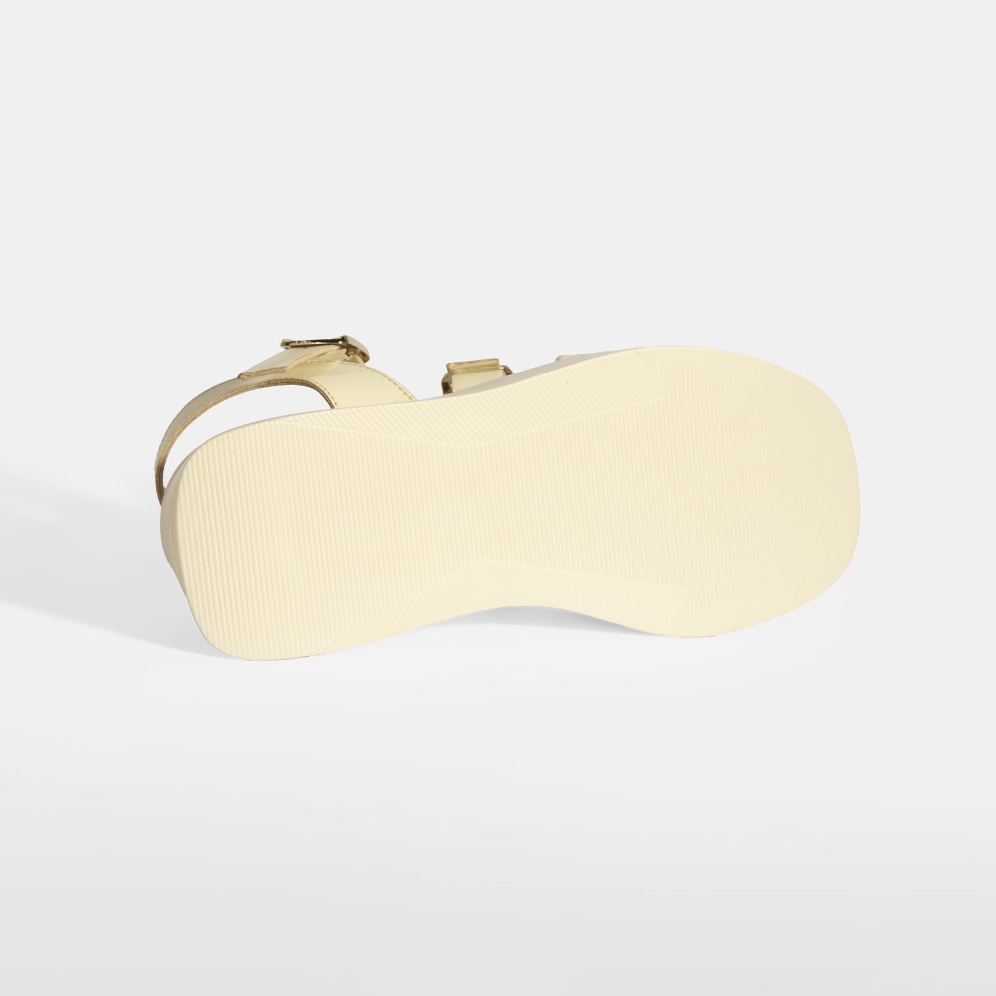 Kadın Krem Deri Sandalet