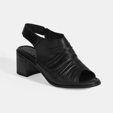  Siyah Kadın Cırt Cırtlı Deri Sandalet