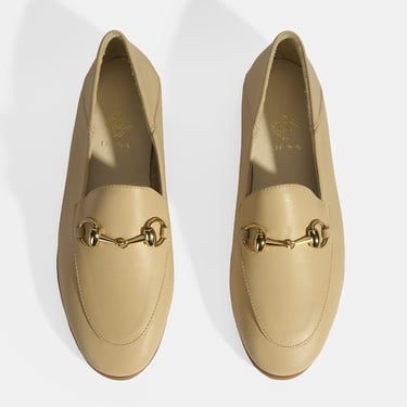  Bej Kadın Toka Aksesuarlı Deri Loafer