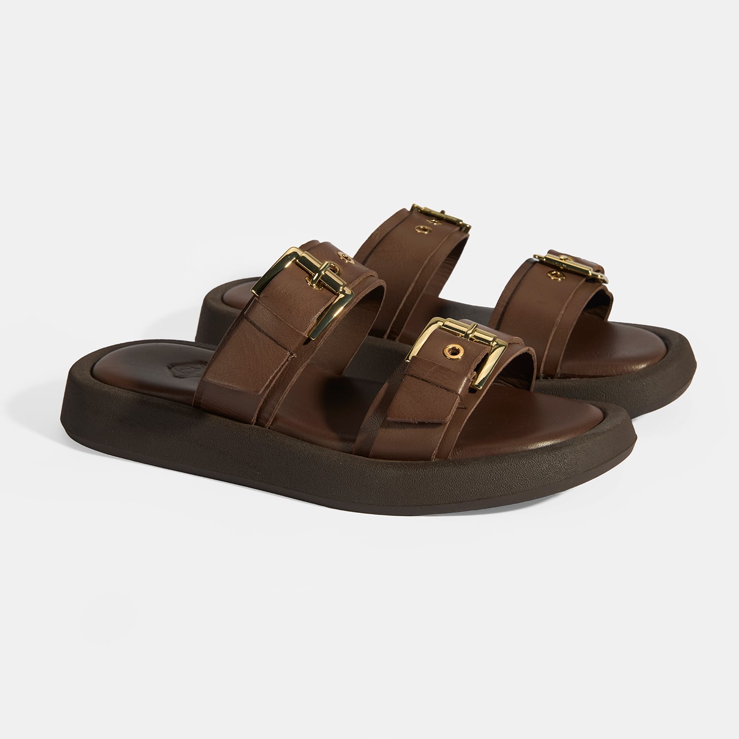 Desa Desa Kahverengi Kadın Kahve Toka Detaylı Deri Terlik FashFed'de! Kahverengi - 3. görsel