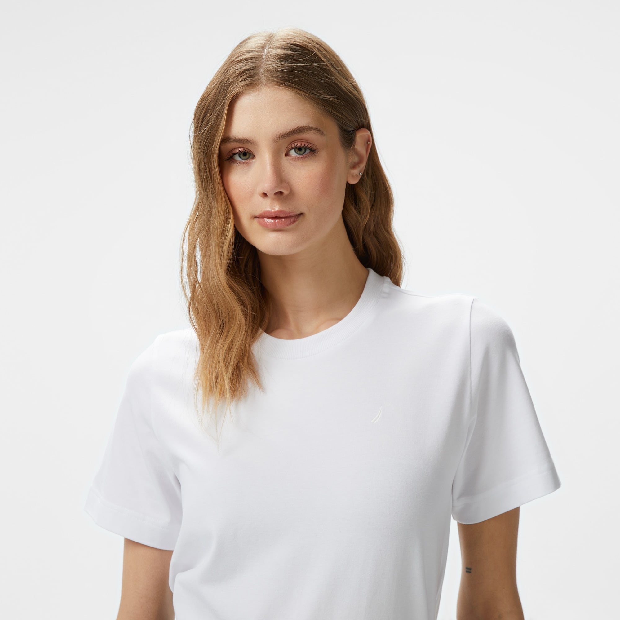 Nautica Kadın Beyaz Regular Fit Kısa Kollu T-Shirt