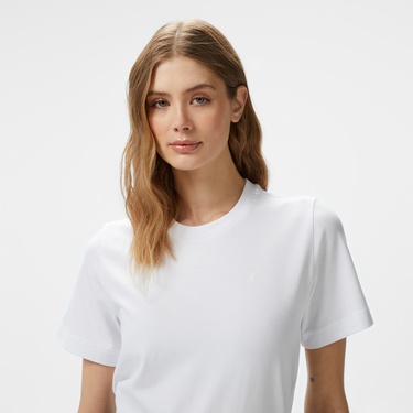  Nautica Kadın Beyaz Regular Fit Kısa Kollu T-Shirt