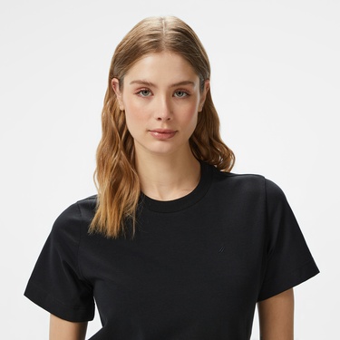 Nautica Kadın Siyah Regular Fit Kısa Kollu T-Shirt