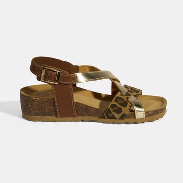  Leopar Kadın Toka Detaylı Nubuk Sandalet