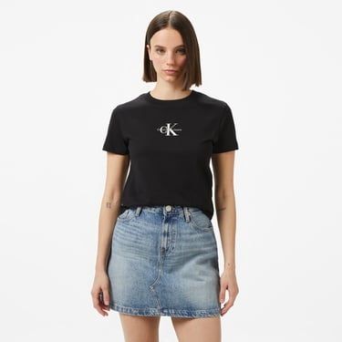  Calvin Klein Monologo Baby Kadın Siyah T-Shirt