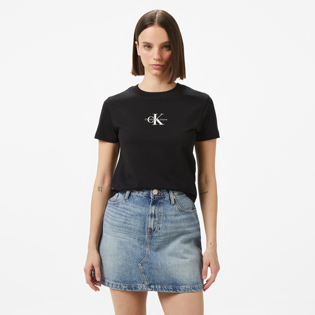  Calvin Klein Monologo Baby Kadın Siyah T-Shirt