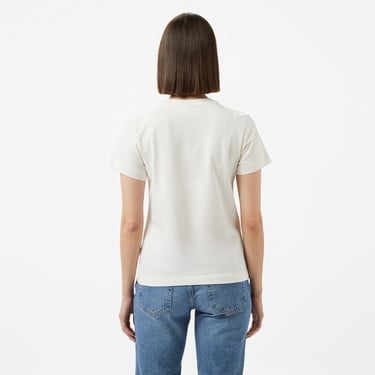  Guess Julia Rhinestone Mid Organicetch 180 Kadın Krem T-Shirt