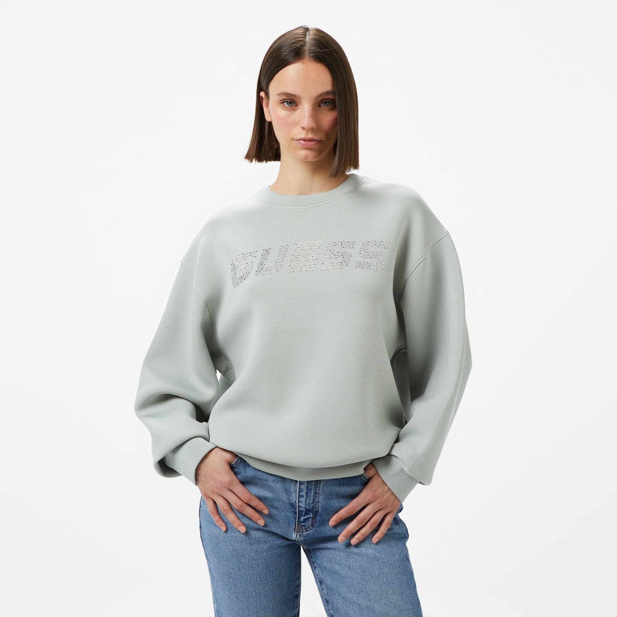 Guess Cecilia Scuba Kadın Yeşil Sweatshirt
