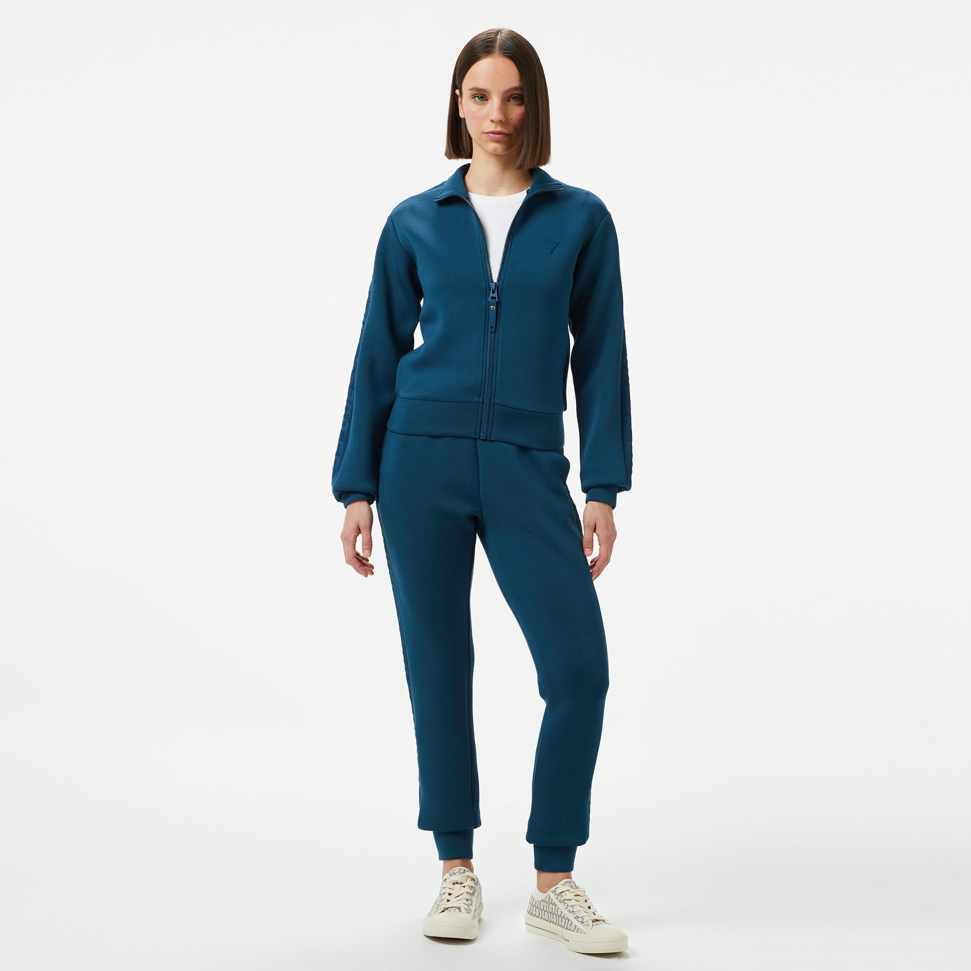 Guess New Allie Scuba Zip Eco Soft Tech 340 Kadın Mavi Sweatshirt