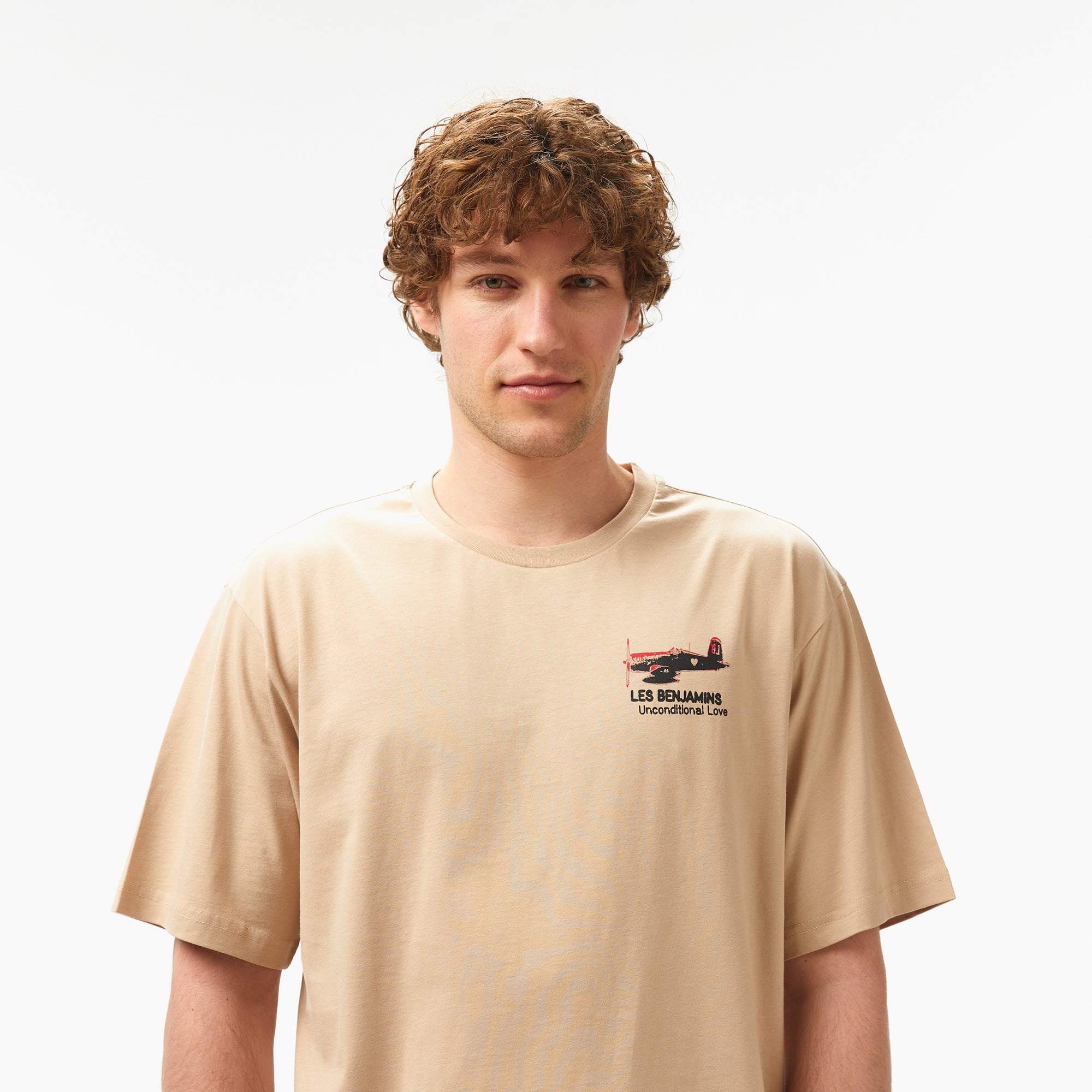 Les Benjamins Relaxed 001 Erkek Bej T-Shirt