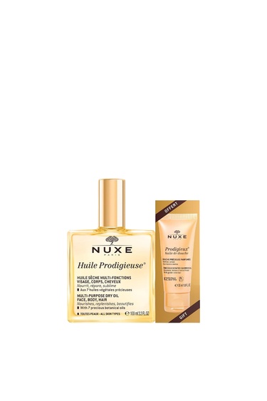  Nuxe Huile Prodigieuse Çok Amaçlı Kuru Yağ 100 ml ve Nuxe Huile Prodigieux Duş Jeli 30 ml