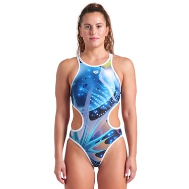  One Print Swimsuit Tech Back Kadın Siyah Yüzücü Mayosu 008835150