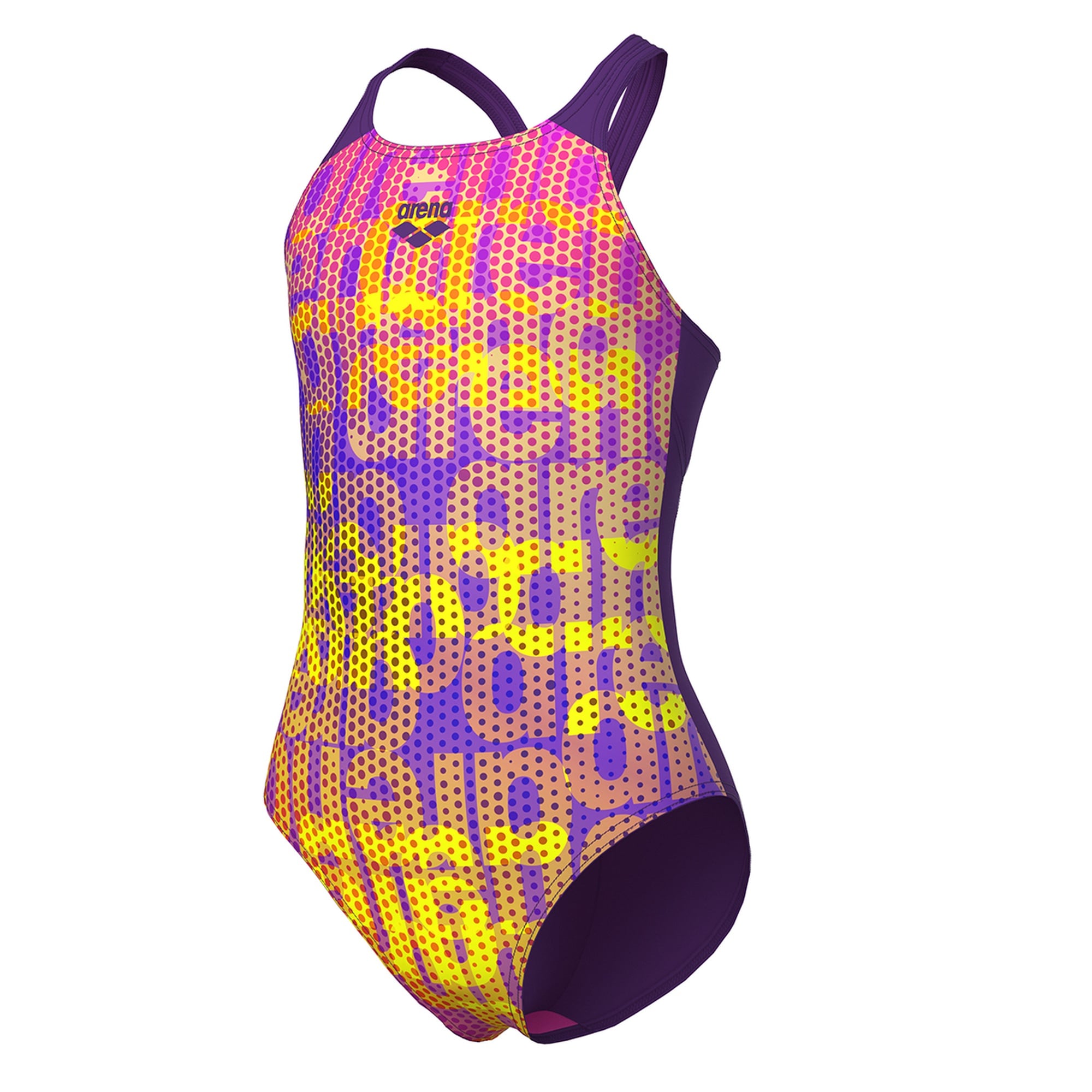 Multi Colours Swimsuit V Back Çocuk Mor Yüzücü Mayosu 009007909