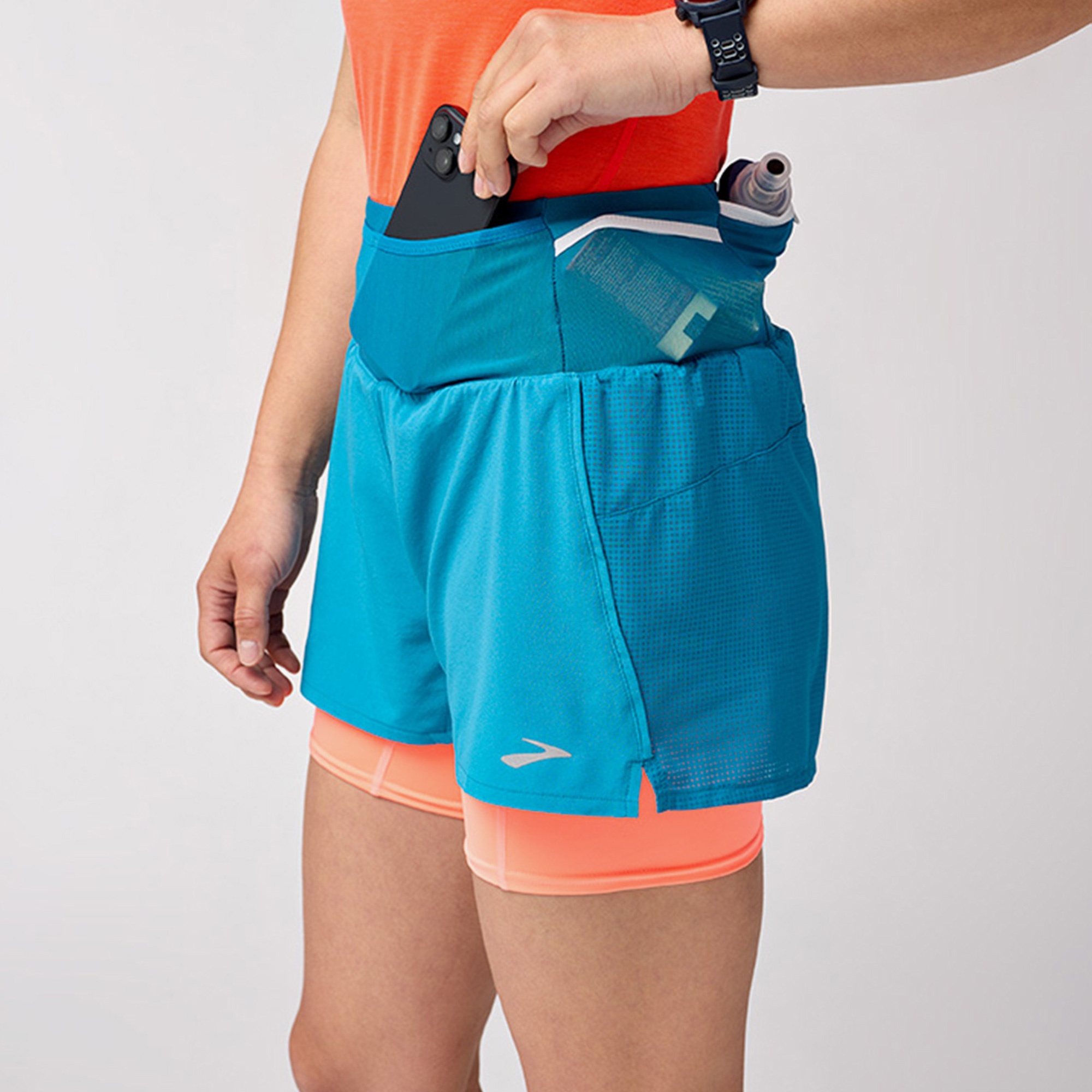 Brooks High Point 3 2-in-1 2.0 Kadın Mavi Koşu Şortu