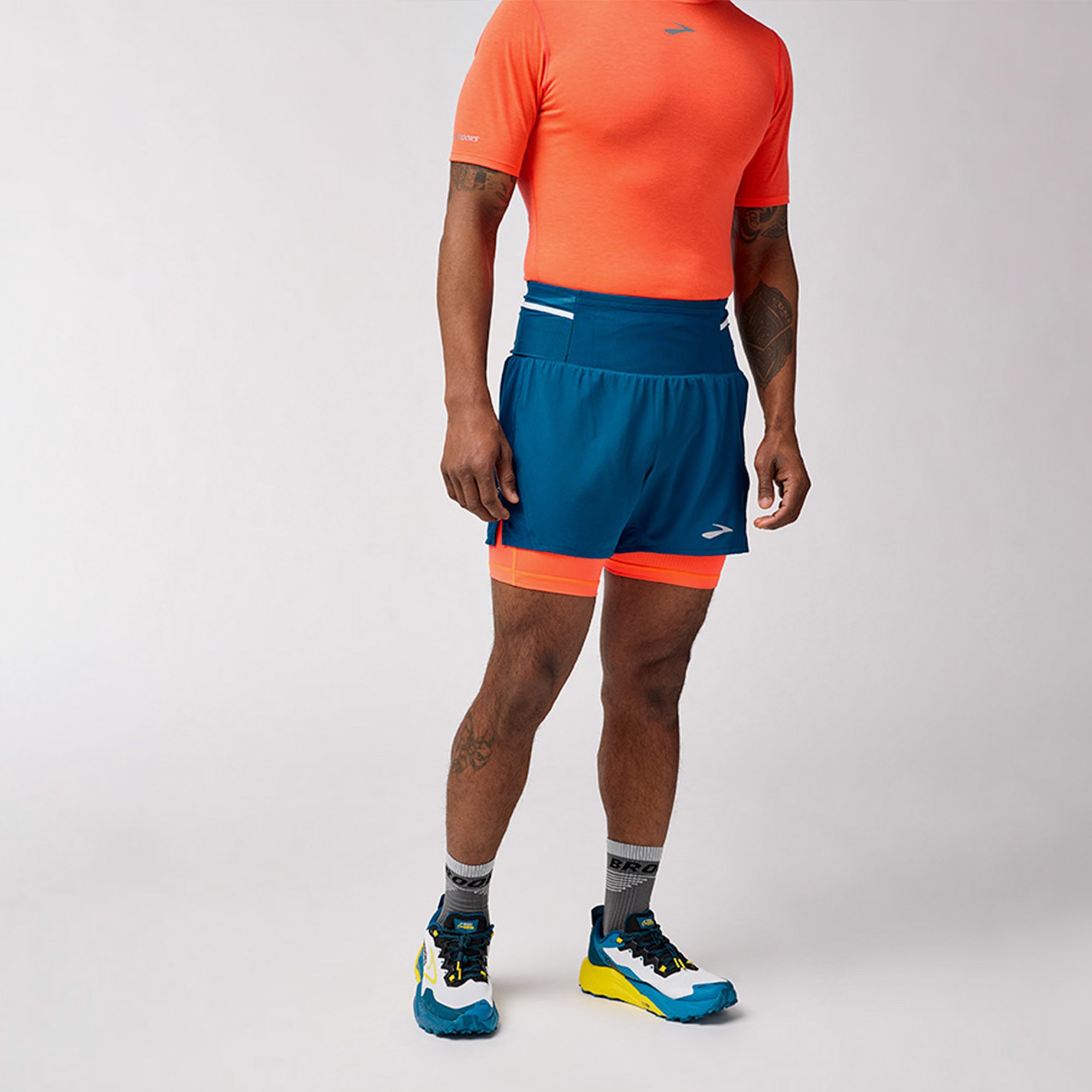 Brooks High Point 5 2-in-1 2.0 Erkek Mavi Koşu Şortu