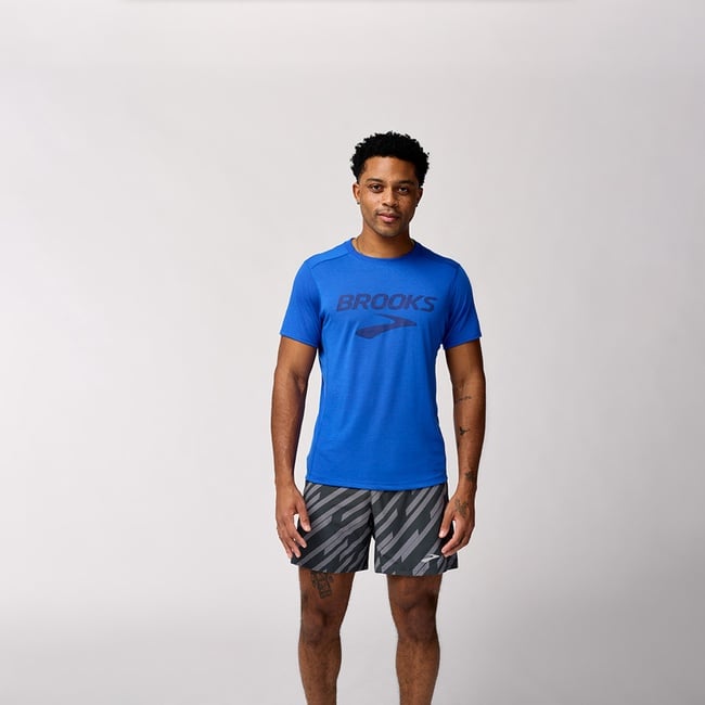  Brooks Distance Sleeve 3.0 Erkek Mavi Koşu T-Shirt
