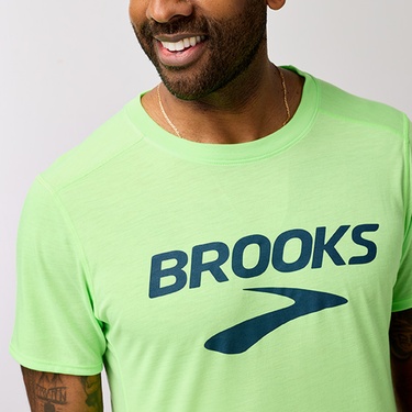  Brooks Distance Sleeve 3.0 Erkek Yeşil Koşu T-Shirt