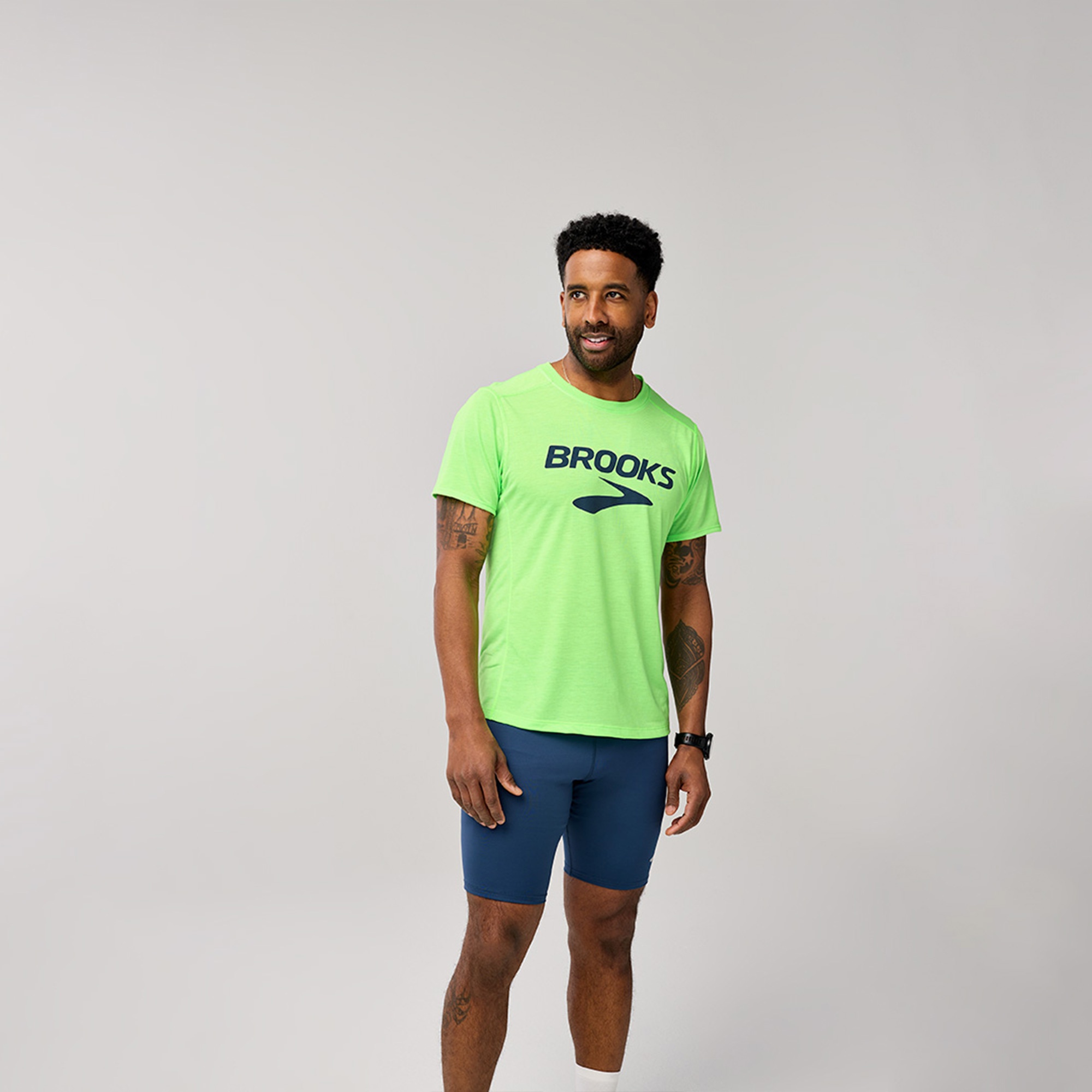 Brooks Distance Sleeve 3.0 Erkek Yeşil Koşu T-Shirt