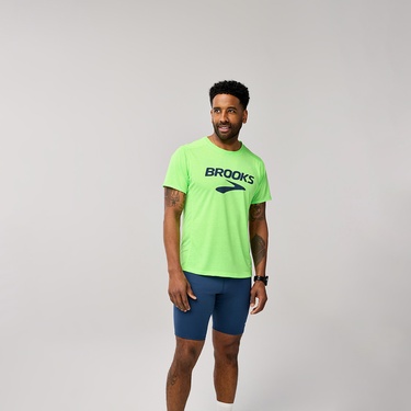  Brooks Distance Sleeve 3.0 Erkek Yeşil Koşu T-Shirt