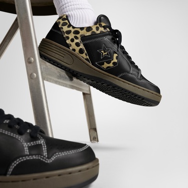  Converse Weapon Leopard Print Pony Hair Unisex Siyah Deri Sneaker