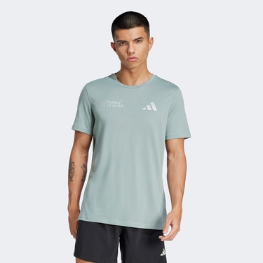  adidas Ultimate Metallic Graphic Erkek Yeşil Koşu T-Shirt