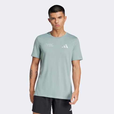  adidas Ultimate Metallic Graphic Erkek Yeşil Koşu T-Shirt