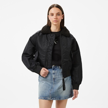  Calvin Klein Jeans Satin Aviator Kadın Siyah Ceket