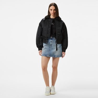  Calvin Klein Jeans Satin Aviator Kadın Siyah Ceket