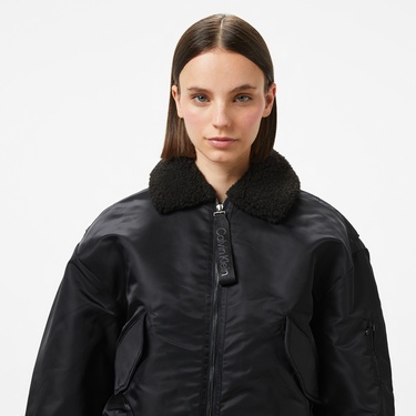  Calvin Klein Jeans Satin Aviator Kadın Siyah Ceket