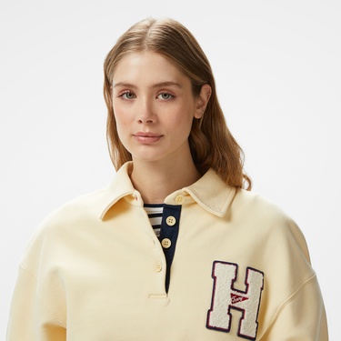  Tommy Jeans H Graphic Hwk Kadın Sarı Sweatshirt