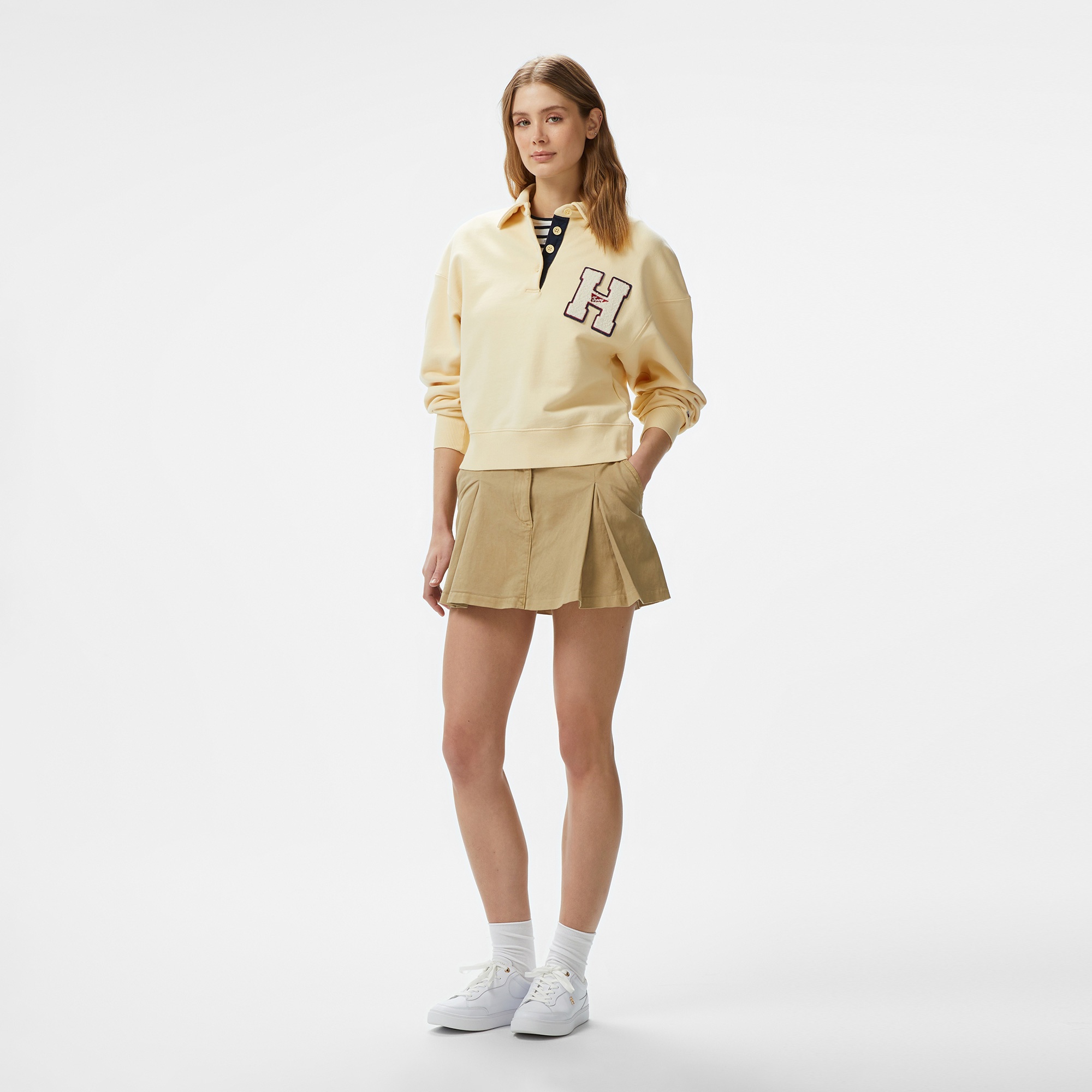 Tommy Jeans H Graphic Hwk Kadın Sarı Sweatshirt