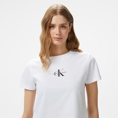  Calvin Klein Monologo Baby Kadın Beyaz T-Shirt