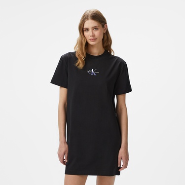  Calvin Klein Gradient Monologo Kadın Siyah Elbise