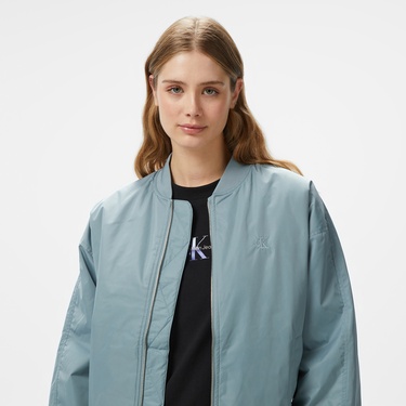  Calvin Klein Long Bomber Kadın Mavi Ceket