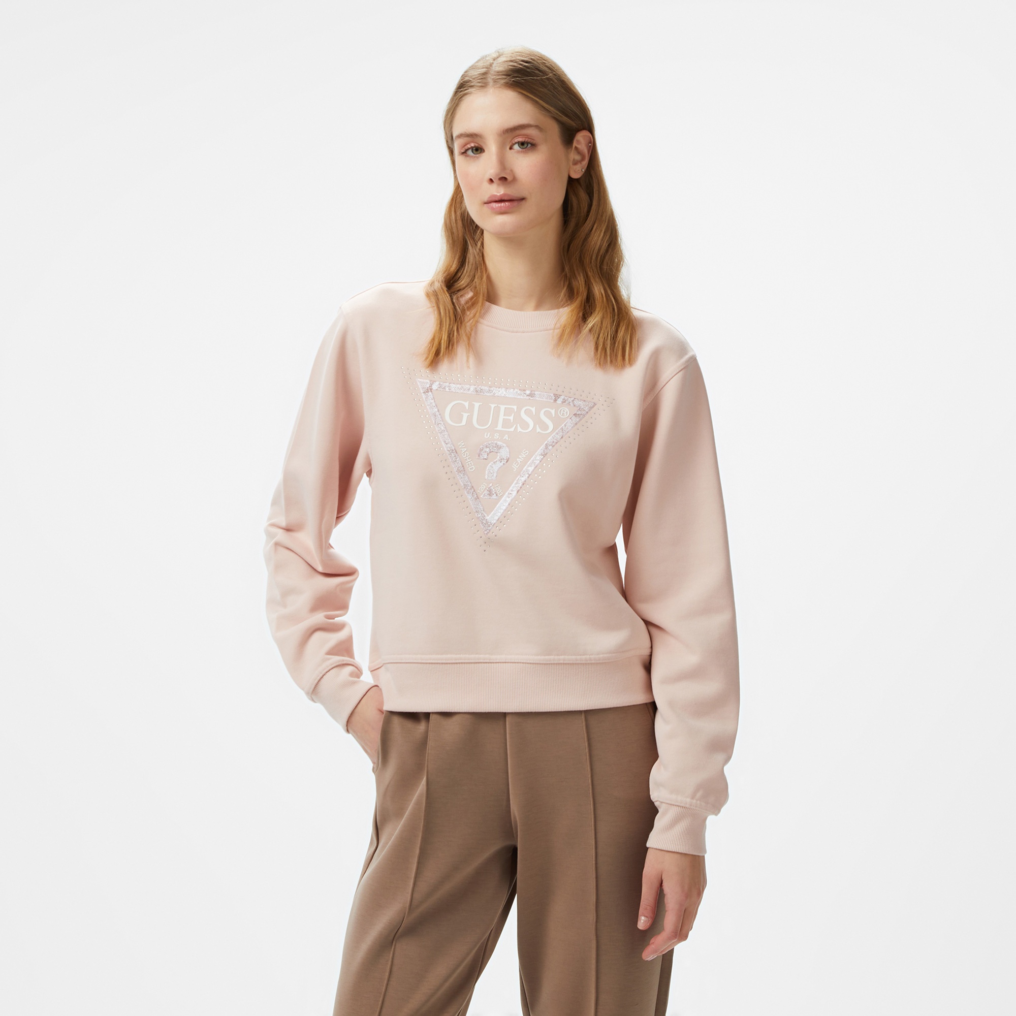 Guess Python Candy Kadın Pembe Sweatshirt