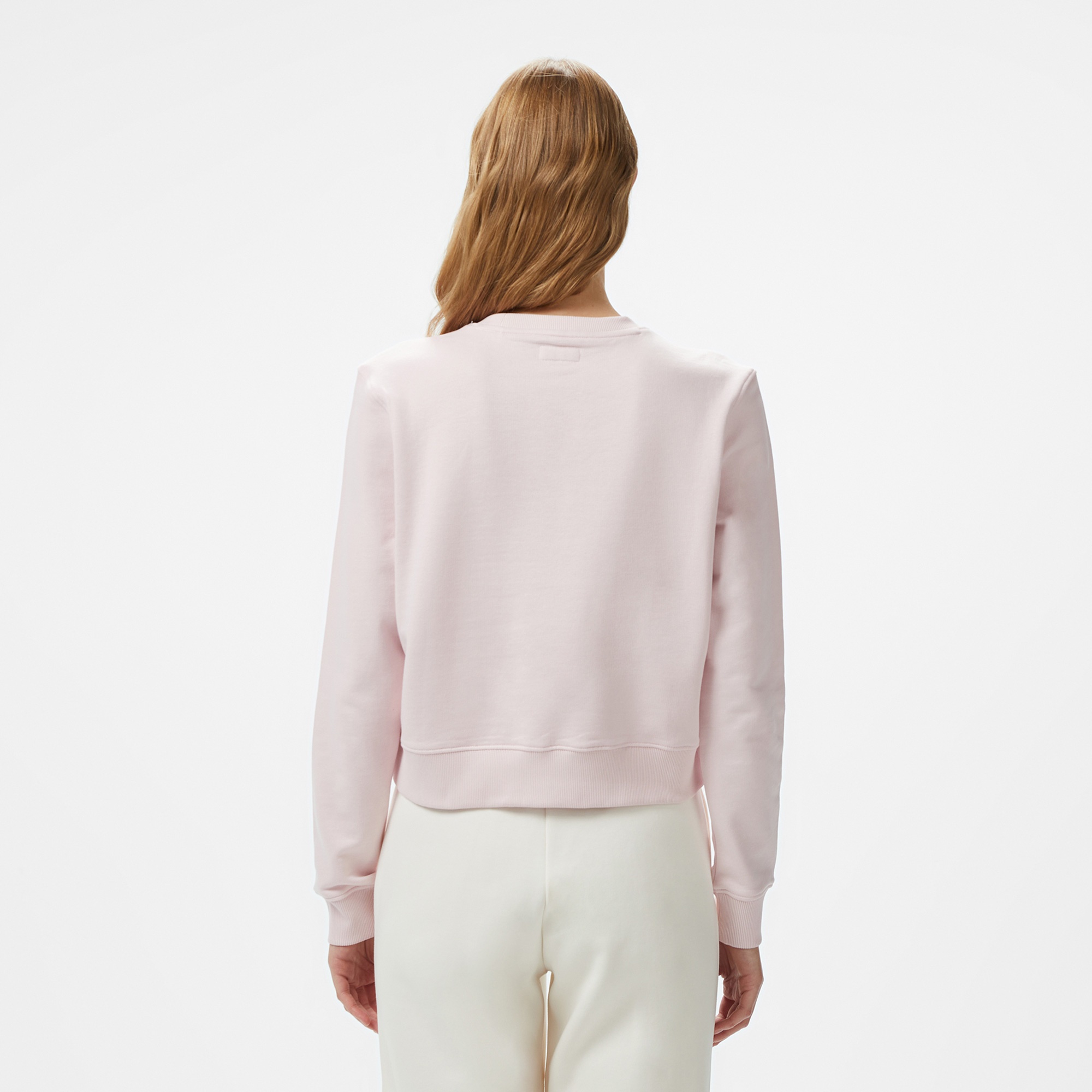 Guess Crop Organic Iconic Kadın Pembe Sweatshirt