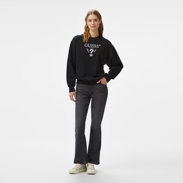  Guess Roberta Cn Fleece Kadın Siyah Sweatshirt