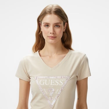  Guess Vn Python Triangl Mid Organicetch 180 Kadın Bej T-Shirt