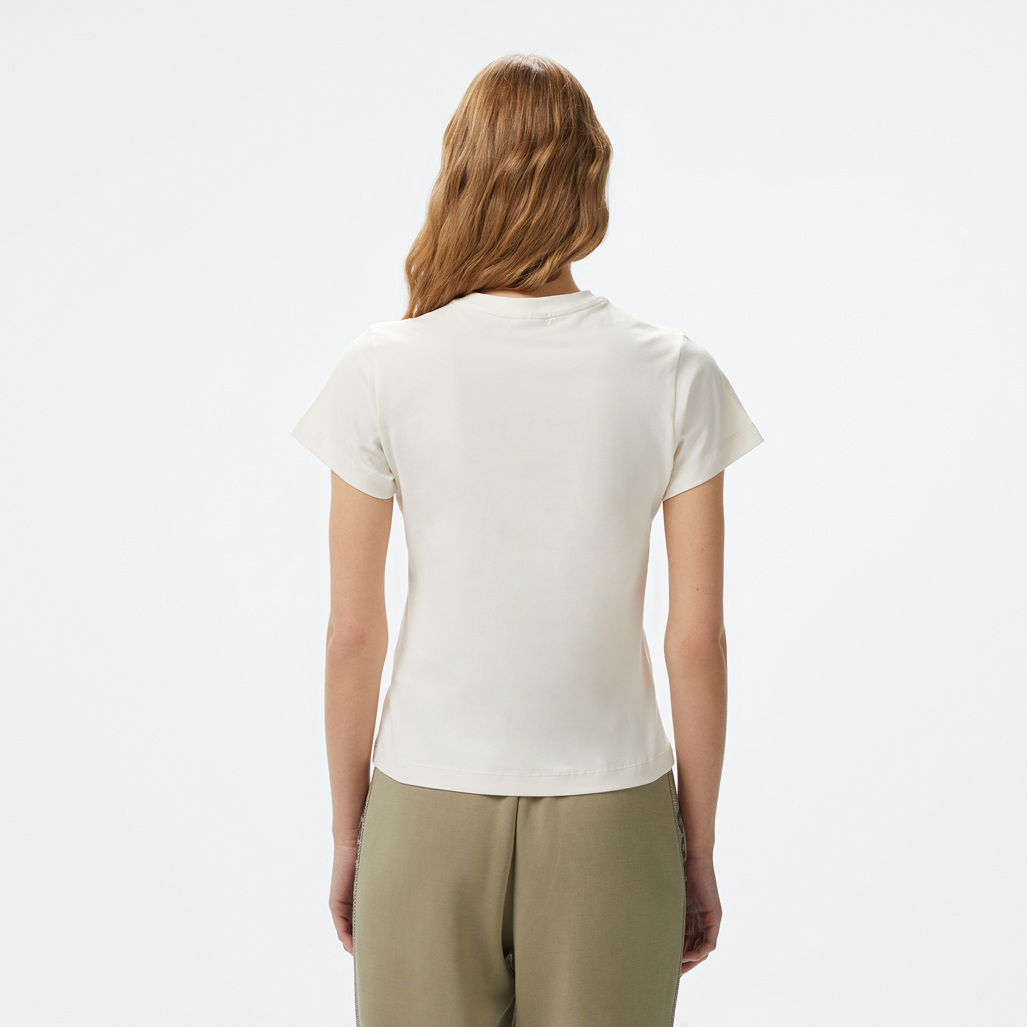 Guess Colette Org Heavy 240 Kadın Krem T-Shirt