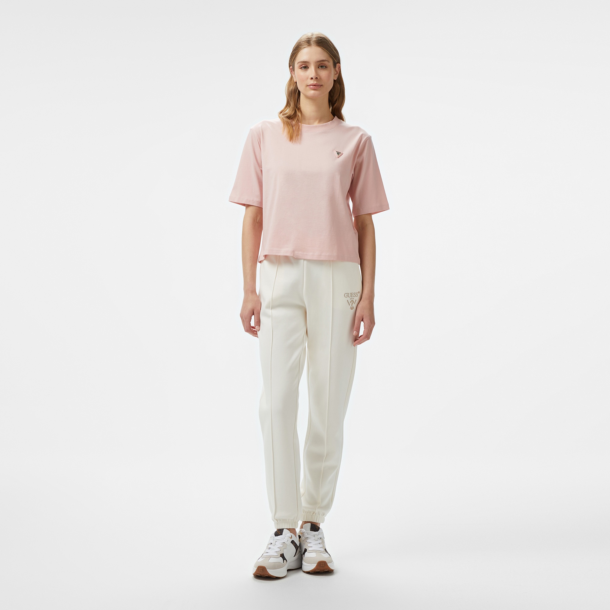 Guess Colette Boxy Mid Organiceam 180 Kadın Pembe T-Shirt